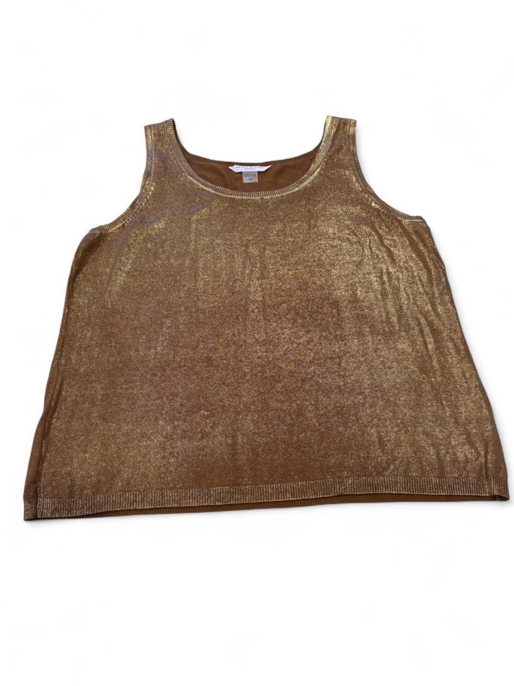Brown: Gold Metallic Tank Top - Women's Sleeveless Top